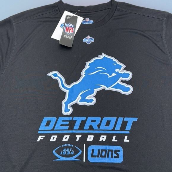 Detroit Lions Men's XL Black NFL COMBINE Performance T-Shirt - Picture 1 of 3
